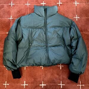 Orolay Puff-O Classics Women's Short Cropped Oversized Down Coat Green Size XL